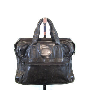 VTG TUMI 906D3 Black Leather Expandable Attaché Briefcase Satchel Bag